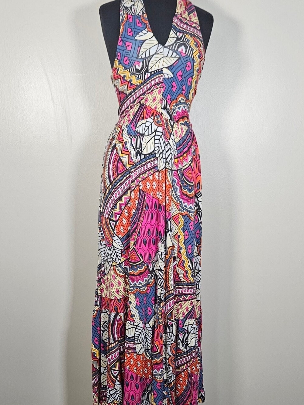 Maeve Anthropologie Cynthia Halter Maxi dress Boho Print Summer Holiday S